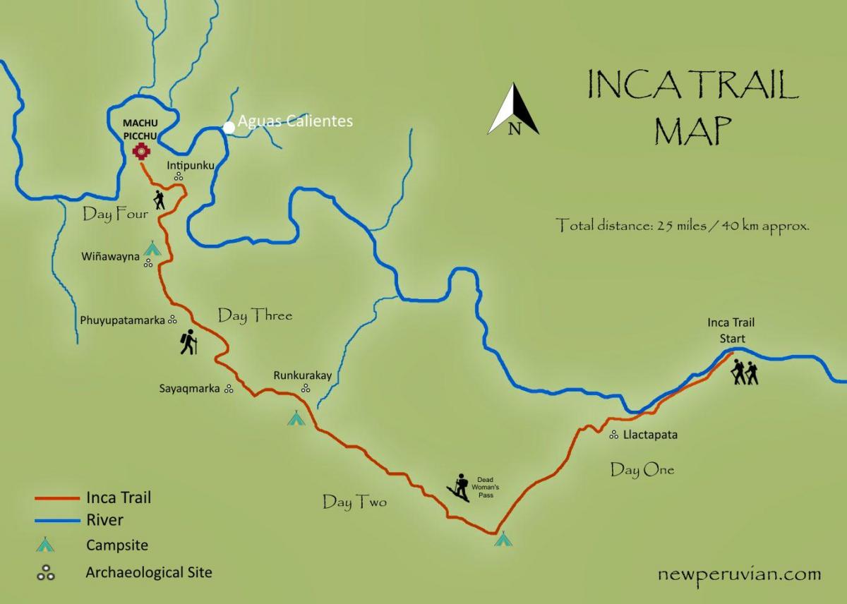 žemėlapis inca trail Peru