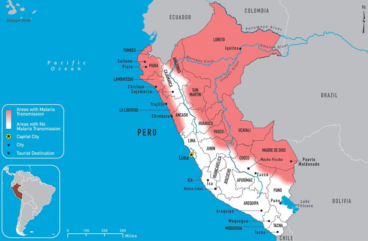 žemėlapis Peru maliarija