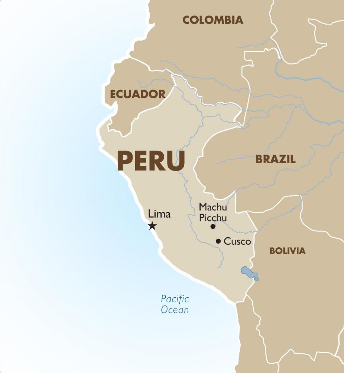 žemėlapis Peru ir aplinkinių šalių