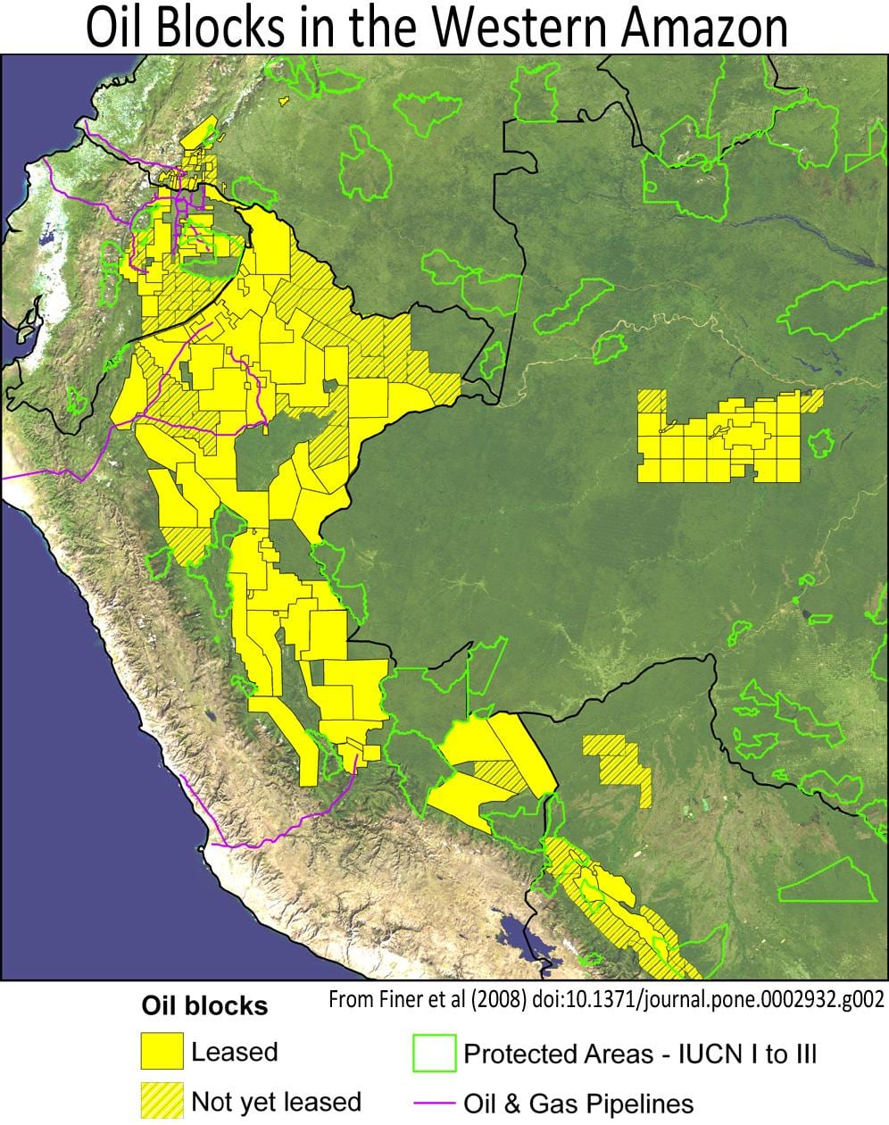 Peru amazonės atogrąžų miškų žemėlapio