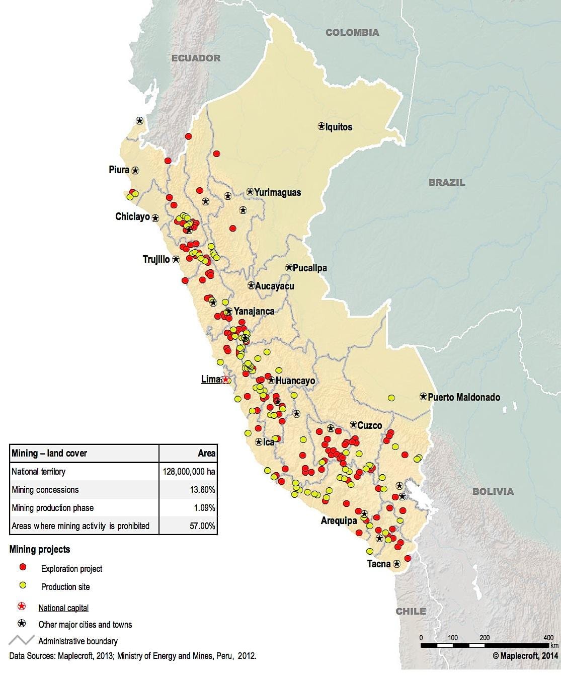 žemėlapis Peru gamtos išteklius