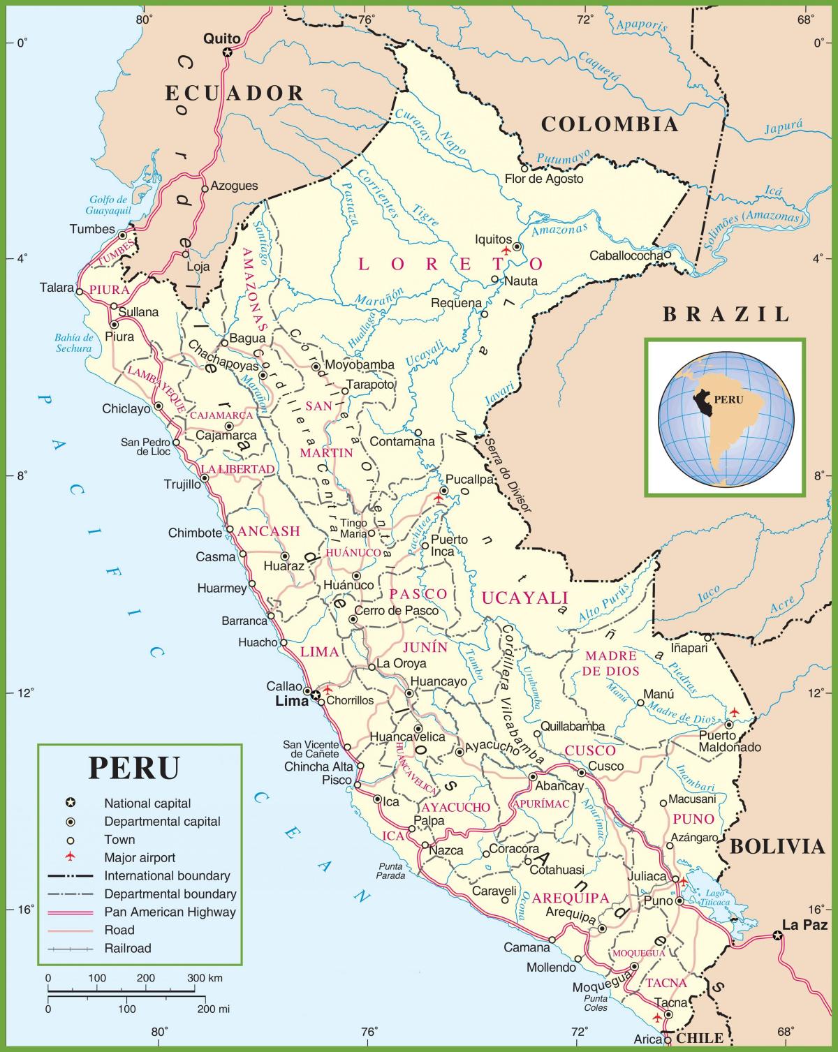 žemėlapis politinį žemėlapį Peru