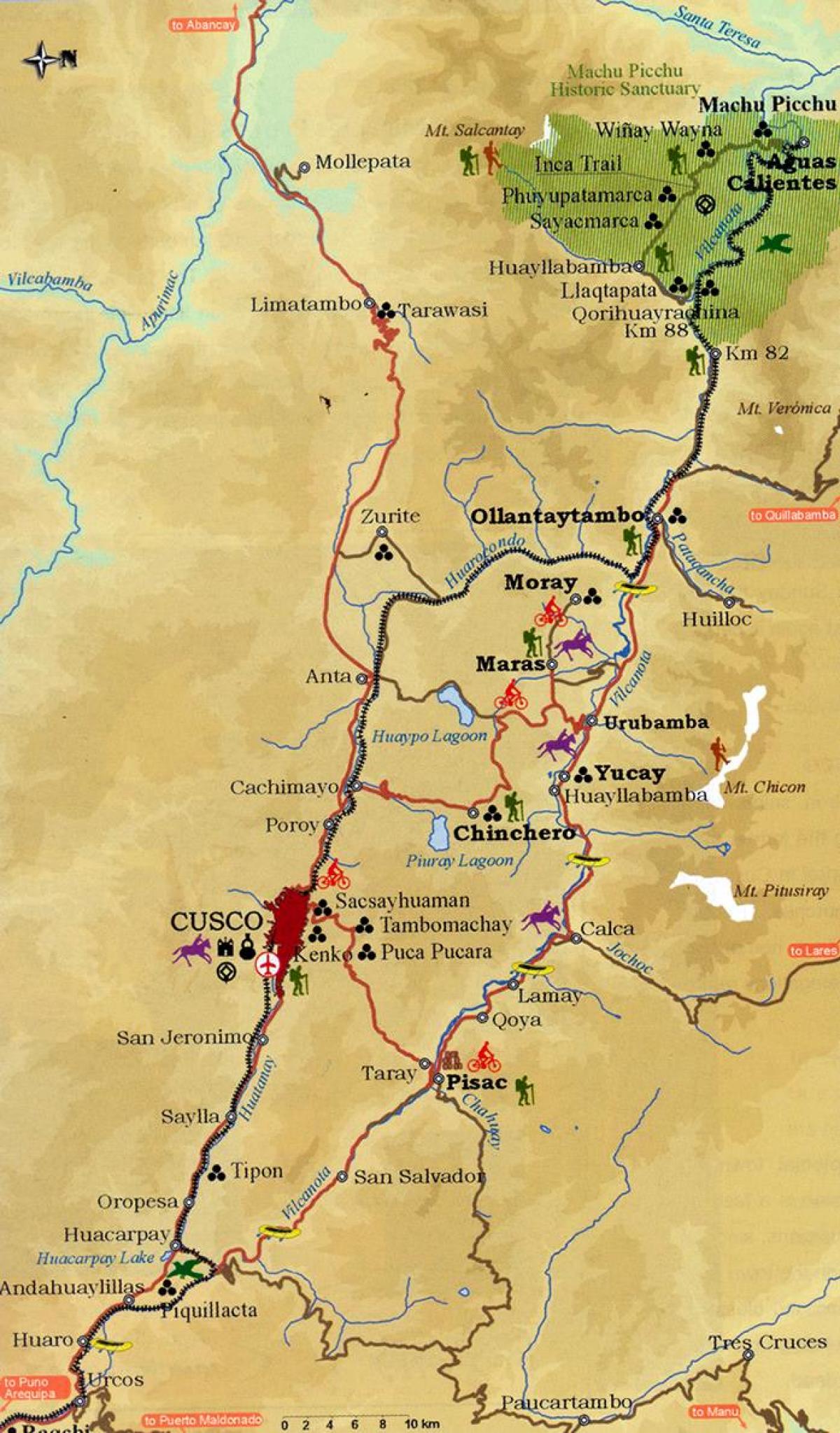 žemėlapis sacred valley kuskas, Peru
