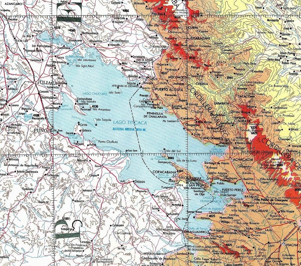 žemėlapis titikakos ežero Peru