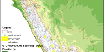 Žemėlapis Peru aukštis
