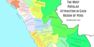 Žemėlapis Peru turizmo atrakcionai