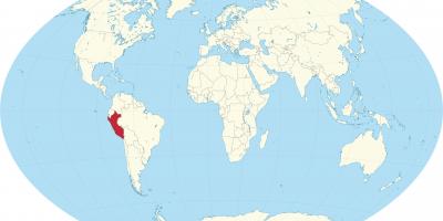 Pasaulio žemėlapis, kuriame Peru