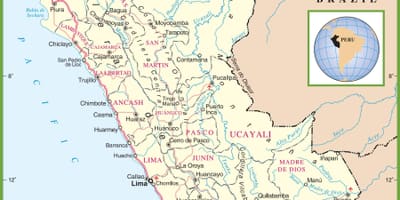 Žemėlapis politinį žemėlapį Peru